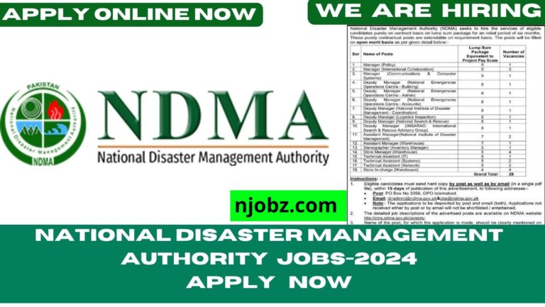 National Disaster Management Authority (NDMA) Jobs (2024-25) Apply Online