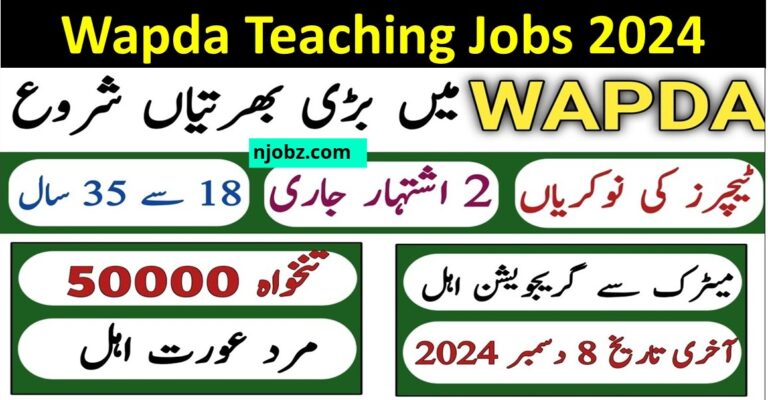 Wapda Teaching Jobs (2024) For Male and Female – Apply Online